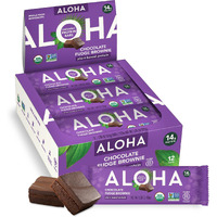 Aloha Organic Plant-Based Protein Bars | Chocolate Fudge Brownie | Vegan, Gluten-Free, Paleo, Low-Carb, Non-Gmo, Soy-Free, 12 Count