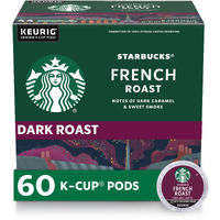 Starbucks K-Cup Coffee Pods, Dark Roast Coffee, French Roast For Keurig Brewers, 100% Arabica, 6 Boxes (60 Pods Total)