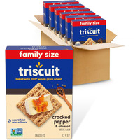 Triscuit Cracked Pepper & Olive Oil Whole Grain Wheat Crackers, Family Size, 6 - 12.5 Oz Boxes
