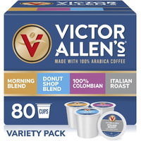 Victor Allen's Coffee Variety Pack (Morning Blend, 100% Colombian, Donut Shop Blend, And Italian Roast), 80 Count, Single Serve Coffee Pods For Keurig K-Cup Brewers