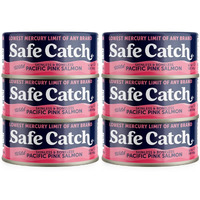 Safe Catch Wild Pink Salmon Canned Wild-Caught Skinless Boneless Salmon Fish Every Can Of Salmon Is Mercury Tested Kosher, 6-Pack Salmon Cans 5Oz