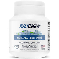 Xylichew 100% Xylitol Chewing Gum - Non Gmo, Non Aspartame, Gluten Free, And Sugar Free Gum - Natural Oral Care, Relieves Bad Breath And Dry Mouth - Ice Mint, 60 Count