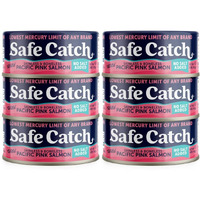 Safe Catch Wild Pacific Pink Salmon Canned Wild-Caught No Salt Added Skinless Boneless Salmon Fish Mercury Tested Kosher, 6 Pack Can Salmon 5Oz