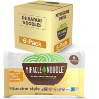 Miracle Noodle Fettuccine Shirataki Noodles - Plant Based Konjac Noodles Fettucine, Keto Fettuccine, Vegan, Gluten-Free, Low Carb Pasta, Low Calorie Pasta, Non-Gmo, Soy Free, Paleo - 7 Oz, 6-Pack