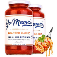 Yo Mama's Foods Keto Roasted Garlic Pasta Sauce - Pack Of (2) - Vegan, No Sugar Added, Low Carb, Low Sodium, Gluten Free, Paleo Friendly, And Made With Fresh Non-Gmo Tomatoes!