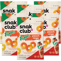 Snak Club Tajin Peach Rings, Sweet And Spicy Gummy Snacks, 5Oz Resealable Bag, 6 Count