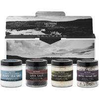 Saltverk Gift Box W/Arctic Thyme Salt + Birch Smoked Salt +Lava Salt + Pure Salt, [3,17 Oz X 4] | Icelandic Flavoured Salts | All Natural | Sustainable | Gluten Free | Unrefined | Keto | Eco