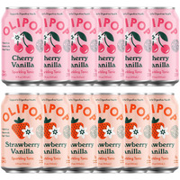 Olipop - Pink Pops, Strawberry Vanilla & Cherry Vanilla, Healthy Soda Variety Pack, Prebiotic Soft Drink, Supports Digestive Health, 9G Of Plant Fiber, Low Calorie, Low Sugar (12 Oz, 12-Pack)