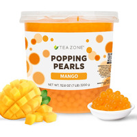 Tea Zone B2051 Mango Popping Pearls For Boba Tea Beverages, Sweets, Ice Cream Topping (7 Lbs)