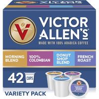 Victor Allen's Coffee Variety Pack (Morning Blend, 100% Colombian, Donut Shop Blend, And French Roast), 42 Count, Single Serve Coffee Pods For Keurig K-Cup Brewers