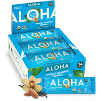 Aloha Organic Plant Based Protein Bars, Vanilla Almond Crunch, 1.98-Ounce Bars, (Pack Of 12)