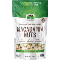 Now Foods, Macadamia Nuts, Dry Roasted With Sea Salt, Source Of Fiber, Gluten-Free And Certified Non-Gmo, 9-Ounce (Packaging May Vary)