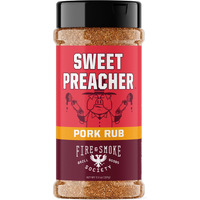 Fire & Smoke Society Sweet Preacher Pork Rub | Bbq Seasoning For Smoking And Grilling Meat | Pulled Pork Ribs Chops, Poultry, Chicken, Beef, Dry Bbq Rubs And Spices | Xl 11.9 Oz
