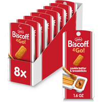 Lotus Biscoff & Go, Cookie Butter And Breadsticks Snack Pack, Non Gmo + Vegan, 1.6 Oz (Pack Of 8)