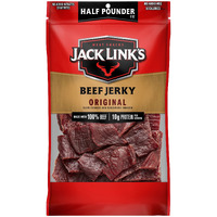 Jack Link's Beef Jerky, Original, 1/2 Pounder Bag - Flavorful Meat Snack, 10G Of Protein And 80 Calories, Made With Premium Beef - 96% Fat Free, No Added Msg** Or Nitrates/Nitrites, 8Oz