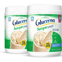 Glucerna Hunger Smart Powder, Diabetic Nutrition, Blood Sugar Management, 22G Protein, 120 Calories, Classic Vanilla, 22.3-Oz Tub, 2 Count