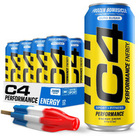 C4 Energy Drink 16Oz (Pack Of 12) - Frozen Bombsicle - Sugar Free Pre Workout Performance Drink With No Artificial Colors Or Dyes