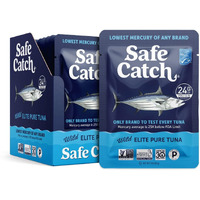 Safe Catch Elite Tuna Wild-Caught Lowest Mercury Tuna Fish Pouch Gluten-Free Keto Food Non-Gmo Kosher Paleo-Friendly High Protein Snack, No Water Oil Tuna, Pack Of 12 Tuna Pouches 3Oz