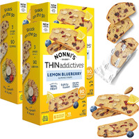 Nonni's Thinaddictives Almond Thin Cookies - 3 Boxes Lemon Blueberry Cookie Thins - Almond Cookies - Sweet Crunchy & Chewy - Biscotti Individually Wrapped Cookies - Kosher Coffee Cookies - 4.4 Oz
