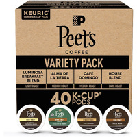 Peet's Coffee, Dark, Medium, And Light Roast K-Cup Pods For Keurig Brewers - Variety Pack, Luminosa Breakfast Blend, Caf   Domingo, Organic Alma De La Tierra, House Blend, 40 Count (4 Boxes Of 10 K-Cup Pods)