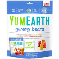 Yumearth Gluten Free Gummy Bears, Assorted Flavors, 99 Grams, 5 Snack Packs Per Bag