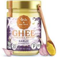 4Th & Heart California Garlic Grass-Fed Ghee, 9 Ounce, Keto, Pasture Raised, Lactose And Casein Free, Certified Paleo