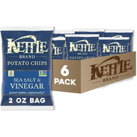 Kettle Brand Potato Chips, Salt & Vinegar Kettle Chips, Snack Bag, 2 Oz (Pack Of 6)