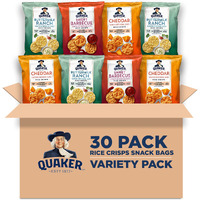 Quaker Rice Crisps, Gluten Free, 3 Flavor, Single Serve, 0.67, Savory Variety Pack, 20.1 Oz,Pack Of 30