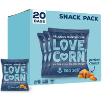 Love Corn Sea Salt 0.7Oz X 20 Bags - Delicious Crunchy Corn - Healthy Family Snacks - Gluten Free, Kosher, Non-Gmo - Alternative For Chips, Nuts, Crackers & Pretzels - Perfect For Charcuterie Boards