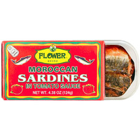 Flower Brand Sardines In Tomato Sauce Morocco Wild Sardines Canned 4.38 Oz.(Pack Of 5)