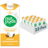 Nutpods Dairy-Free Creamer Unsweetened, 11.2 Fl Oz (Original, 12-Pack) - Whole30 / Paleo / Keto / Vegan / Sugar Free, White