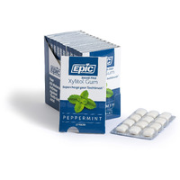Epic Xylitol Chewing Gum - Sugar Free & Aspartame Free Chewing Gum Sweetened W/Xylitol For Dry Mouth & Gum Health (Peppermint, 12-Piece Pack, 12 Packs)