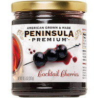 Peninsula Premium Cocktail Cherries | Award Winning | Deep Burgundy-Red | Silky Smooth, Rich Syrup | Luxe Fruit Forward, Sweet-Tart Flavor | Gourmet | American Grown & Made | 10.5 Oz