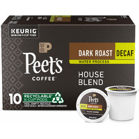 Peet's Coffee, Dark Roast Decaffeinated Coffee K-Cup Pods For Keurig Brewers - Decaf House Blend 10 Count (1 Box Of 10 K-Cup Pods)