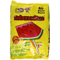Vero Rebanaditas Paletas Sabor Sandia Hard Candy Chili Covered Lollipops 40 Pcs