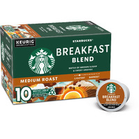 Starbucks Medium Roast K-Cup Coffee Pods - Breakfast Blend For Keurig Brewers - 1 Box (10 Pods)