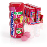 Mentos Sugarfree Chewing Gum With Xylitol 15 Piece Bottle Bulk Pack Of, Red Fruit & Lime, (Pack Of 10)