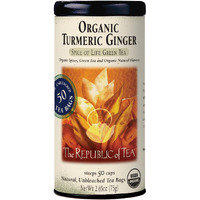 The Republic Of Tea - Organic Turmeric Ginger Green Tea Tin, 50 Tea Bags, Naturally Caffeinated
