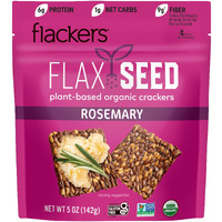 Flackers Organic Rosemary Flaxseed Crackers, Gluten Free, Non Gmo, Vegan, Keto Snack, 9 Grams Fiber, 1 Net Carb, 5 Ounce 1-Pack