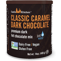 Castle Kitchen Caramel Dark Chocolate Hot Chocolate - Dairy-Free, Vegan Premium Hot Chocolate Mix - Just Add Water - 14 Oz