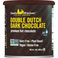 Castle Kitchen Double Dutch Dark Chocolate Premium Hot Cocoa Mix - Dairy-Free, Vegan, Plant Based, Gluten-Free, Non-Gmo Project Verified, Kosher - Just Add Water - 14 Oz