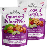 Nature's Garden Omega-3 Deluxe Mix - Power Up Omega Deluxe Trail Mix, Heart Healthy, Gluten Free, Antioxidant Rich, Cholesterol Free, Sodium Free, No Artificial Ingredients - 26 Oz Bag (Pack Of 2)