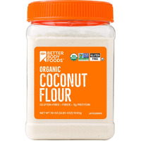 Betterbody Foods Organic Coconut Flour 2.25 Pound Jar, Naturally Gluten-Free White Flour Alternative With A Slight Coconut Taste And Aroma, 23% Dietary Fiber Per Serving