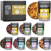 Tiesta Tea Top 8 Favorites Sampler Set, Up To 80 Cups, High To No Caffeine, Hot & Iced Tea, Loose Leaf Tea Variety Pack With Green, Herbal, Black & Chai Tea, 8 Sample Pouches
