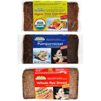 Mestemacher Natural High Fiber Bread 3 Flavor Variety Bundle: (1) Mestemacher Organic Three Grain Bread, (1) Mestemacher Pumpernickel Bread, And Mestemacher Whole Rye Bread, 17.6 Oz. Ea. (Pack Of 3)