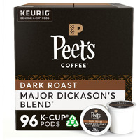Peet's Coffee, Dark Roast K-Cup Pods For Keurig Brewers - Major Dickason's Blend 96 Count (4 Boxes Of 24 K-Cup Pods)