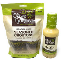 Olive Gardens Signature Italian Salad Dressing And Seasoned Croutons - Bundle