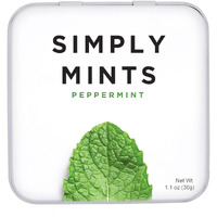 Natural Breath Mints By Simply Gum | Peppermint | Pack Of Six (270 Pieces Total) | Breath Freshening, Vegan, Non-Gmo, Nothing Artificial