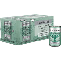 Fever Tree Elderflower Tonic Water - Premium Quality Mixer - Refreshing Beverage For Cocktails & Mocktails. Naturally Sourced Ingredients, No Artificial Sweeteners Or Colors - 150 Ml Cans - Pack Of 8