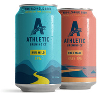 Athletic Brewing Company Craft Non-Alcoholic Beer - Mix 12-Pack - Run Wild Ipa And Free Wave Hazy Ipa - Low-Calorie, Award Winning - All Natural Ingredients For Great Tasting Drink - 12 Fl Oz Cans